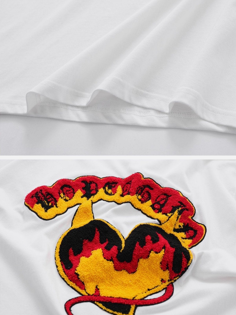 Blanche  T Shirts Aelfric Eden Devil Element Flame Elements Towel Embroidery Tee - BSY-5513174